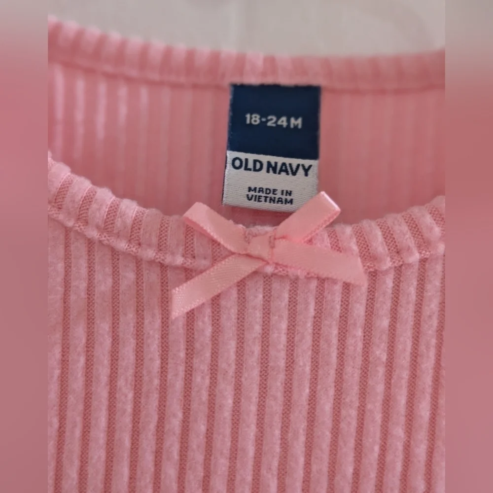 Old Navy Pink Ribbed Dress with Bow 18-24 months